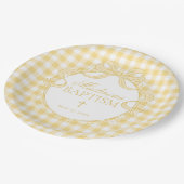 Gele Gingham Flirt Mutsje Doop Papieren Bordje (Gekanteld)