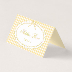 Gele Gingham Flirt Mutsje Tafelkaart Tafel Decorat Kaart