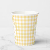 Gele Gingham Flirterige Strik Bruidsdouche Papieren Bekers (Links)