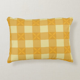 Gele Gingham & Gele Bloemblaadjes Accentkussen Accent Kussen