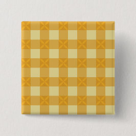 Gele Gingham & Gele Bloemblaadjes Knop Vierkante Button 5,1 Cm