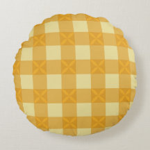 Gele Gingham & Gele Bloemblaadjes Ronde Kussen