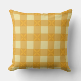 Gele Gingham & Gele Bloemen Worp Kussen