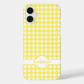 Gele Gingham geruite Monogram Aangepaste Case-Mate iPhone Case (Achterkant)