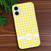 Gele Gingham geruite Monogram Aangepaste Case-Mate iPhone Hoesje