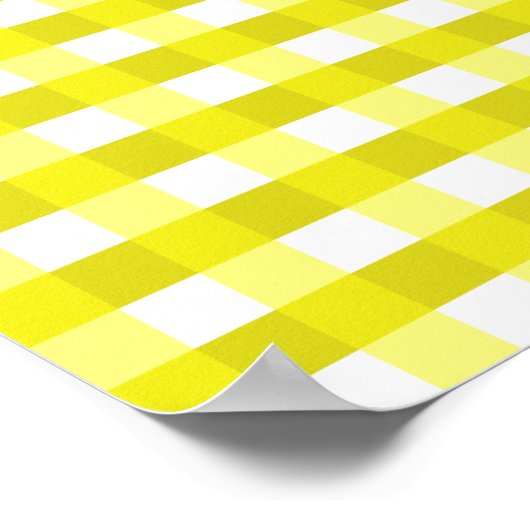 gele Gingham Gingham Gecontroleerd Fabric Patroon Poster (Hoek)