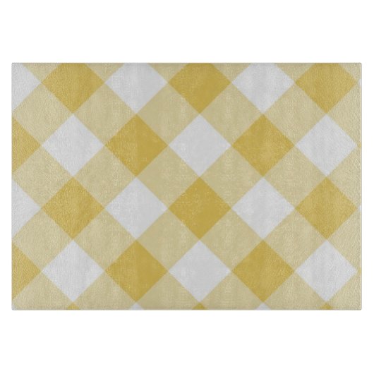 Gele Gingham Glass Cutting Board Snijplank (Voorkant)