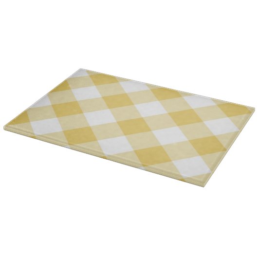 Gele Gingham Glass Cutting Board Snijplank (Hoek)
