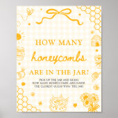 Gele Gingham Honingbij Raad Hoeveel Honingraten Poster (Voorkant)