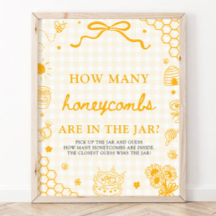 Gele Gingham Honingbij Raad Hoeveel Honingraten Poster