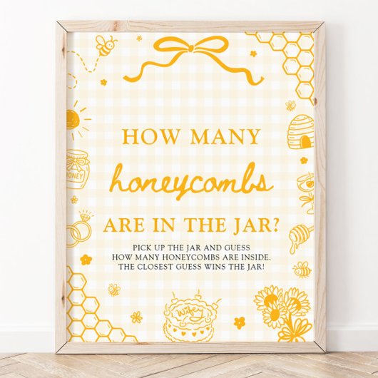 Gele Gingham Honingbij Raad Hoeveel Honingraten Poster
