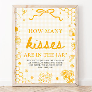 Gele Gingham Honingbij Raad Hoeveel Kusjes Poster