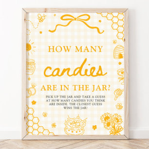 Gele Gingham Honingbij Raad Hoeveel Snoepjes Poster