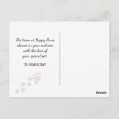 Gele Gingham Huisdierverlies Van Dierenarts Briefkaart (Achterkant)