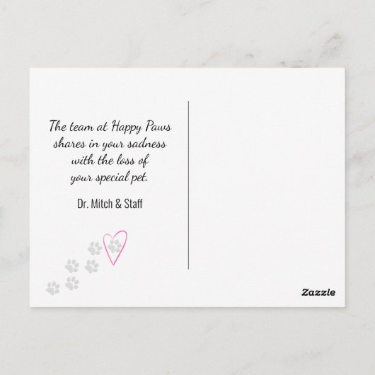 Gele Gingham Huisdierverlies Van Dierenarts Briefkaart (Achterkant)