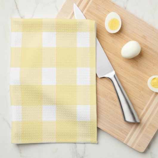 Gele Gingham Keukenhanddoek (Quarter Fold)