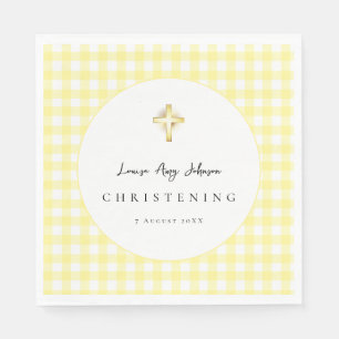 Gele Gingham Kruis Doop Papieren Servetten