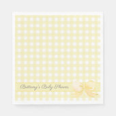 Gele Gingham met Bow Baby shower servetten (Voorkant)