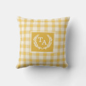 Gele Gingham Monogram Wapenschild Kussen (Achterkant)