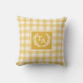 Gele Gingham Monogram Wapenschild Kussen (Voorkant)