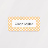 Gele gingham naamlabels voor schoolkamp kinderopva labels (Design 1)