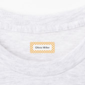 Gele gingham naamlabels voor schoolkamp kinderopva labels (Aangebracht)
