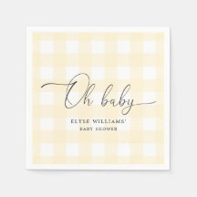 Gele Gingham Oh Baby Paper Napkin
