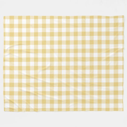 Gele Gingham Patroon Fleece Deken (Voorkant (Horizontaal))