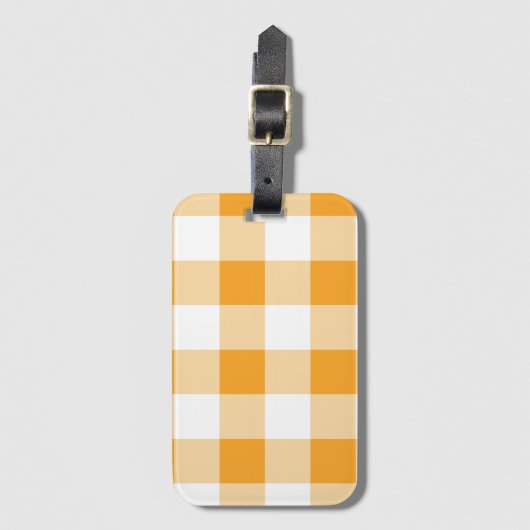 Gele Gingham Pattern Bagagelabel (Voorkant (verticaal))