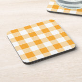 Gele Gingham Pattern Bier Onderzetter (Linkerzijde)