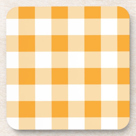 Gele Gingham Pattern Bier Onderzetter (Voorkant)