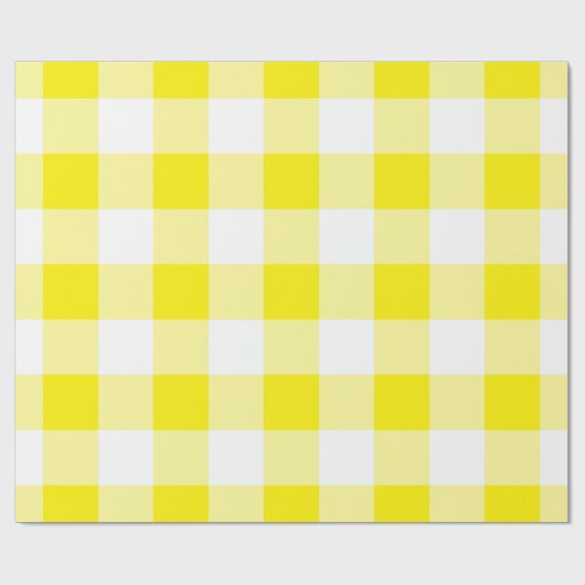 Gele Gingham Pattern Cadeaupapier (Vlak)