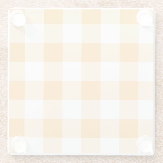 Gele Gingham Pattern Glazen Onderzetter (Achterkant)