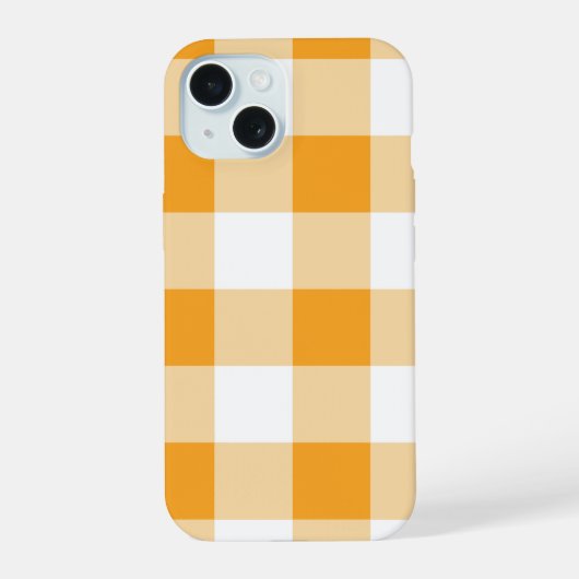 Gele Gingham Pattern iPhone 15 Case (Achterkant)