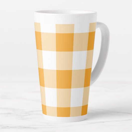 Gele Gingham Pattern Latte Mok (Rechterhoek)