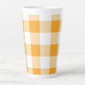 Gele Gingham Pattern Latte Mok (Voorkant)