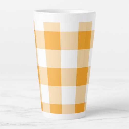 Gele Gingham Pattern Latte Mok (Voorkant)