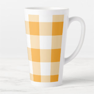 Gele Gingham Pattern Latte Mok
