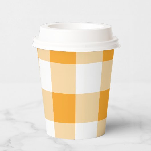 Gele Gingham Pattern Papieren Bekers (Rechts)