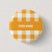 Gele Gingham Pattern Ronde Button 3,2 Cm (Voorkant)