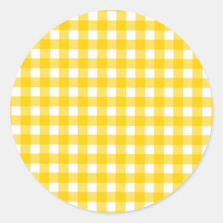 Gele Gingham Pattern Ronde Sticker