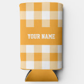 Gele Gingham Pattern Seltzer Blikjeskoeler (Voorkant)