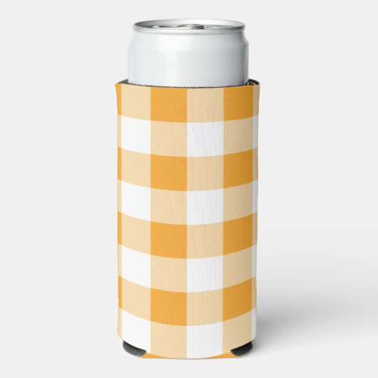 Gele Gingham Pattern Seltzer Blikjeskoeler (Seltzer Achterkant)