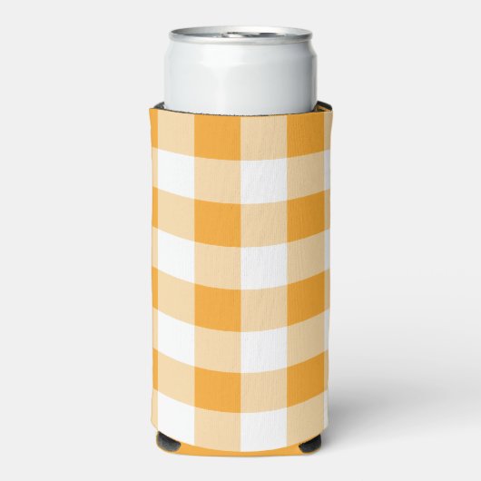 Gele Gingham Pattern Seltzer Blikjeskoeler (Seltzer Voorkant)