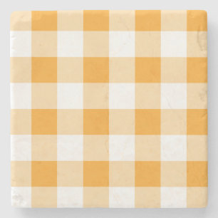 Gele Gingham Pattern Stenen Onderzetter