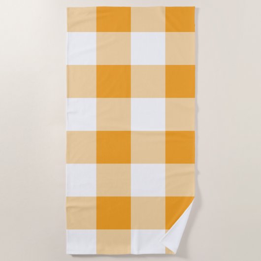 Gele Gingham Pattern Strandlaken (Voorkant)