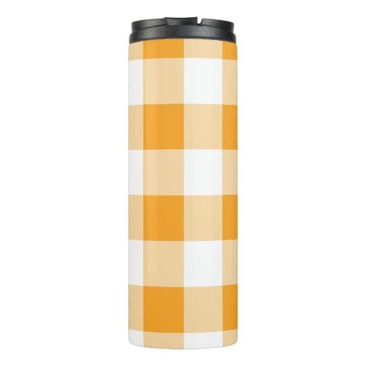 Gele Gingham Pattern Thermosbeker (Achterkant)