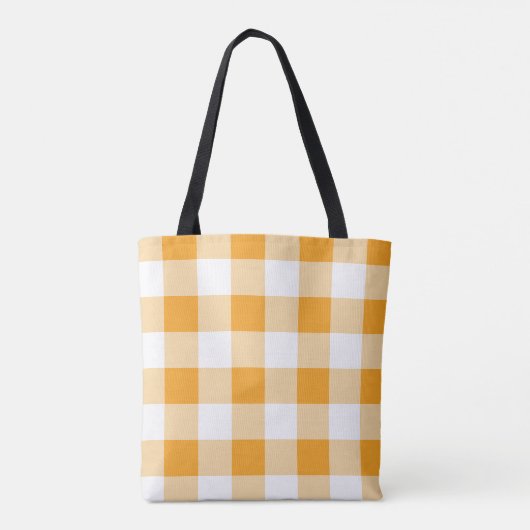 Gele Gingham Pattern Tote Bag (Achterkant)