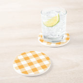 Gele Gingham Pattern Zandsteen Onderzetter (Zijkant)