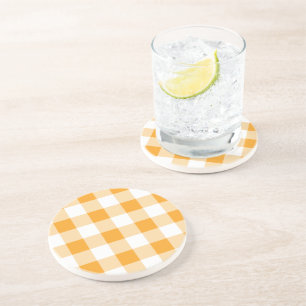 Gele Gingham Pattern Zandsteen Onderzetter